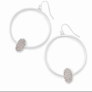 Kendra Scott Elora Hoop Earrings in Platinum Colored Drusy - As worn on TV!!!